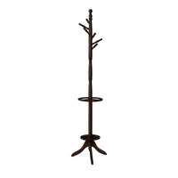 Monarch Specialties 2005 Coat Rack with Umbrella Holder - Dark Cherry -Leaving you free to pile on the coats, jackets and hats, this solid wood coat rack with umbrella stand holds everything in place. The original turned post with multiple hanging pegs, takes a creative spin on this functional coat rack and umbrella holder. A beautiful cappuccino finish, and a sturdy pedestal base brings plenty of stylish storage into your living space. Its simplicity makes it easy to organize your entryway, hallway or livi