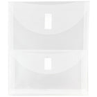JAM Paper Plastic 2 Pocket Envelopes, Hook & Loop Fastener Closure, Letter Open End, Clear Poly, 12 Pack (2163613478b)-Plastic envelopes