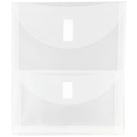 JAM Paper Plastic 2 Pocket Envelopes, Hook & Loop Fastener Closure, Letter Open End, Clear Poly, 12 Pack (2163613478b)-Plastic envelopes