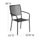 Flash Furniture Black Indoor-Outdoor Steel Patio Arm Chair with Square Back-Plastic Floor Glides