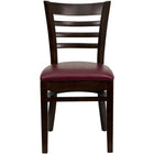 Flash Furniture HERCULES Series Ladder Back Walnut Wood Restaurant Chair - Burgundy Vinyl Seat-Wood Chair
