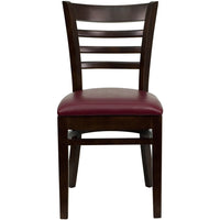 Flash Furniture HERCULES Series Ladder Back Walnut Wood Restaurant Chair - Burgundy Vinyl Seat-Wood Chair