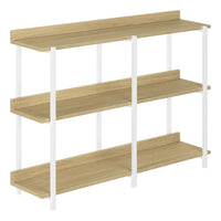 Monarch Specialties 2222 48"L Accent Table - Natural/White Metal Hall Console-3-tier console table featuring a long, rectangular tabletop and 2 storage shelves in a natural finish