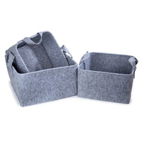 Truu Design Square Felt Storage Baskets, Set of 3, 13.75 x 17, Light Grey-Large: 17"L x 8"H x 13.75"W / Medium: 15"L x 7"H x 12.5"W