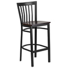 Flash Furniture HERCULES Series Black School House Back Metal Restaurant Barstool - Walnut Wood Seat-500 lb. Weight Capacity