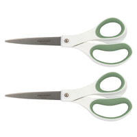 Fiskars 8" Softgrip Titanium Straight Scissors - Assorted - 2 Pack-These Titanium Softgrip Scissors feature high-grade, stainless steel blades with titanium coating that's 3x harder than steel 