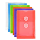 JAM Paper Plastic Envelopes, Button and String Tie Closure, Open End, 4.25 x 6.25, Assorted Colours, 18 Pack (473B1assrtdg)-Assortment of Six Small Button and String Plastic Envelopes: Clear, Blue, Green, Pink, Purple, and Orange