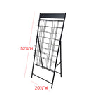 FuTECH Brochure Holder with 16 Pockets - 20.5"W x 52.5"H - Black-Size: 20.5"W x 52.5"H, Pocket Width: 9.5"W