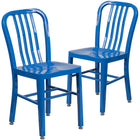 Flash Furniture Commercial Grade Blue Metal Indoor-Outdoor Chairs - 2 Pack-500 lb. Static Weight Capacity
