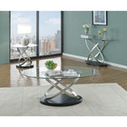 Brassex Chantal Sofa Table, Silver/Black (275-08)-Unique criss-crossed base design