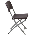 Flash Furniture 6 Pk. HERCULES Series Rattan Plastic Folding Chair with Grey Frame - Brown-Lightweight Design