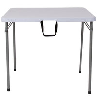 Flash Furniture 34" Square Bi-Fold Granite White Plastic Folding Table with Carrying Handle-Multipurpose Folding Table