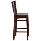 Flash Furniture Lacey Series Solid Back Wood Restaurant Barstool - Walnut-Solid Back Design