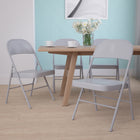 Flash Furniture HERCULES Series Double Braced Grey Metal Folding Chairs - 4 Pack-Non-Marring Floor Glides