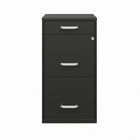 Hirsh 3-Drawer Metal Organizer File Cabinet with Pencil Drawer - Black-Two file drawers accommodate letter-size hanging file folders.