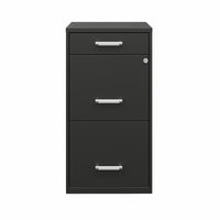 Hirsh 3-Drawer Metal Organizer File Cabinet with Pencil Drawer - Black-Two file drawers accommodate letter-size hanging file folders.