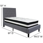 Flash Furniture Roxbury Twin Size Tufted Upholstered Platform Bed with Pocket Spring Mattress - Light Grey Fabric-Light Grey Fabric Upholstery