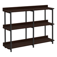 Monarch Specialties 2215 48"L Accent Table - Espresso/Black Metal Hall Console-3-tier console table featuring a long, rectangular tabletop and 2 storage shelves in a elegant dark-brown espresso finish