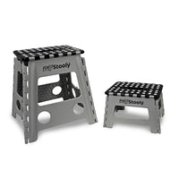 MyStooly Folding Step Stools, Black, 2 Pack-Durable step stools fold easily for storage and have integrated handle for added portability