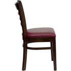 Flash Furniture HERCULES Series Ladder Back Walnut Wood Restaurant Chair - Burgundy Vinyl Seat-Ladder Back Design