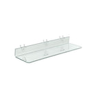Azar Displays 20" x 4" Acrylic Shelf For Pegboard/Slatwall, Clear, 4 Pack (556013)-2 U hooks attached for easy mounting