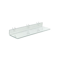 Azar Displays 20" x 4" Acrylic Shelf For Pegboard/Slatwall, Clear, 4 Pack (556013)-2 U hooks attached for easy mounting