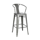 Plata Import Tolix Stool With Arm Bar Grey, 2 Pack-Bar Stool