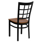 Flash Furniture HERCULES Series Black Window Back Metal Restaurant Chair - Cherry Wood Seat - 2 Pack-.625" Thick Plywood Seat