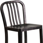 Flash Furniture 24" High Black-Antique Gold Metal Indoor-Outdoor Counter Height Stool with Vertical Slat Back-Galvanized Steel Construction