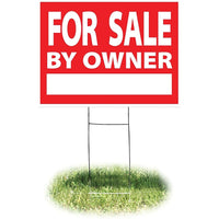 HeadLine 18"x24" Yard Sign  -  "FOR SALE BY OWNER"-Constructed of 4mm thick, durable, corrugated plastic