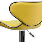 Flash Furniture Contemporary Cozy Mid-Back Yellow Vinyl Adjustable Height Barstool with Chrome Base-Swivel Seat