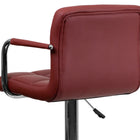 Flash Furniture Contemporary Quilted Vinyl Adjustable Height Barstool with Arms & Chrome Base - Burgundy-CA117 Fire Retardant Foam