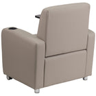 Flash Furniture Leather Guest Chair with Tablet Arm, Front Wheel Casters & Cup Holder - Grey-Black Tablet Finish