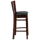 Flash Furniture Lacey Series Solid Back Walnut Wood Restaurant Barstool - Black Vinyl Seat-Solid Back Design