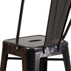 Flash Furniture 24" High Black-Antique Gold Metal Indoor-Outdoor Counter Height Stool with Back-Drain Hole in Seat