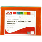 JAM Paper Legal Plastic Button and String Tie Closure Envelopes, 9.75" x 14.5", Assorted Colours, 6 Pack (219B1RLIGBYORCL)-Legal Size: 9.5 x 1.25 x 14 inches (1+ inch expansion)