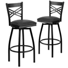 Flash Furniture HERCULES Black "X" Back Swivel Metal Barstool - Black Vinyl Seat-"X" Back Design