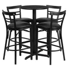 Flash Furniture 24" Round Black Laminate Table Set with X-Base & 4 Two-Slat Ladder Back Metal Barstools - Black Vinyl Seat-Bar Height Table and Stool Set