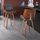 Armen Living Tyler 30" Mid-Century Swivel Bar-Height Bar Stool - Brown-NOTE: Fabric color and saturation may vary due to lighting and monitor/phone screen settings
