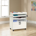 Sauder Craft Pro Series Craft Cart - White-Divided storage beneath slide-out top