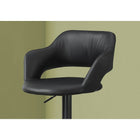 Monarch Specialties 2381 Barstool - Black/Black Metal Hydraulic Lift-Super comfortable leather look fabric in black - the cross brace can be used as a footrest