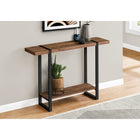 Monarch Specialties 2851 Accent Table - 48"L/Brown Reclaimed Wood-Look/Black-Thick, wide tabletop and smaller lower shelf in a brown reclaimed wood-look finish for a rustic appeal