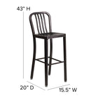 Flash Furniture Commercial Grade 30" High Black-Antique Gold Metal Indoor-Outdoor Barstool with Vertical Slat Back - 2 Pack-Designed for Indoor or Outdoor Use
