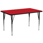 Flash Furniture 30''W x 72''L Rectangle Activity Table with 1.25'' High Pressure Top and Standard Height Adjustable Legs, Red-Red Laminate