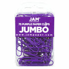 JAM Paper Colored Jumbo 2" Paper Clips - Purple - 2 Packs of 75-Color: Purple