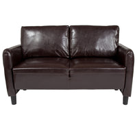 Flash Furniture Candler Park Upholstered Loveseat - Brown Leather-Contemporary Style