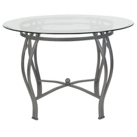 Flash Furniture Syracuse 42" Round Glass Dining Table with Silver Metal Frame-Contemporary Style