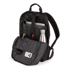 The Rolling Stones Iconic Collection Quilted Backpack - Black-Access the main compartment using the zip-around opening with a The Rolling Stones metal puller