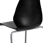 Flash Furniture HERCULES Black Stack Chair with Lumbar Support & Silver Frame - 5 Pack-Easy to Clean Polypropylene Material