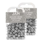 JAM Paper Push Pins, Silver Pushpins with Round Top, 2 Packs of 100, 200 Total (22432214a)-Silver Plastic with Metal Point
